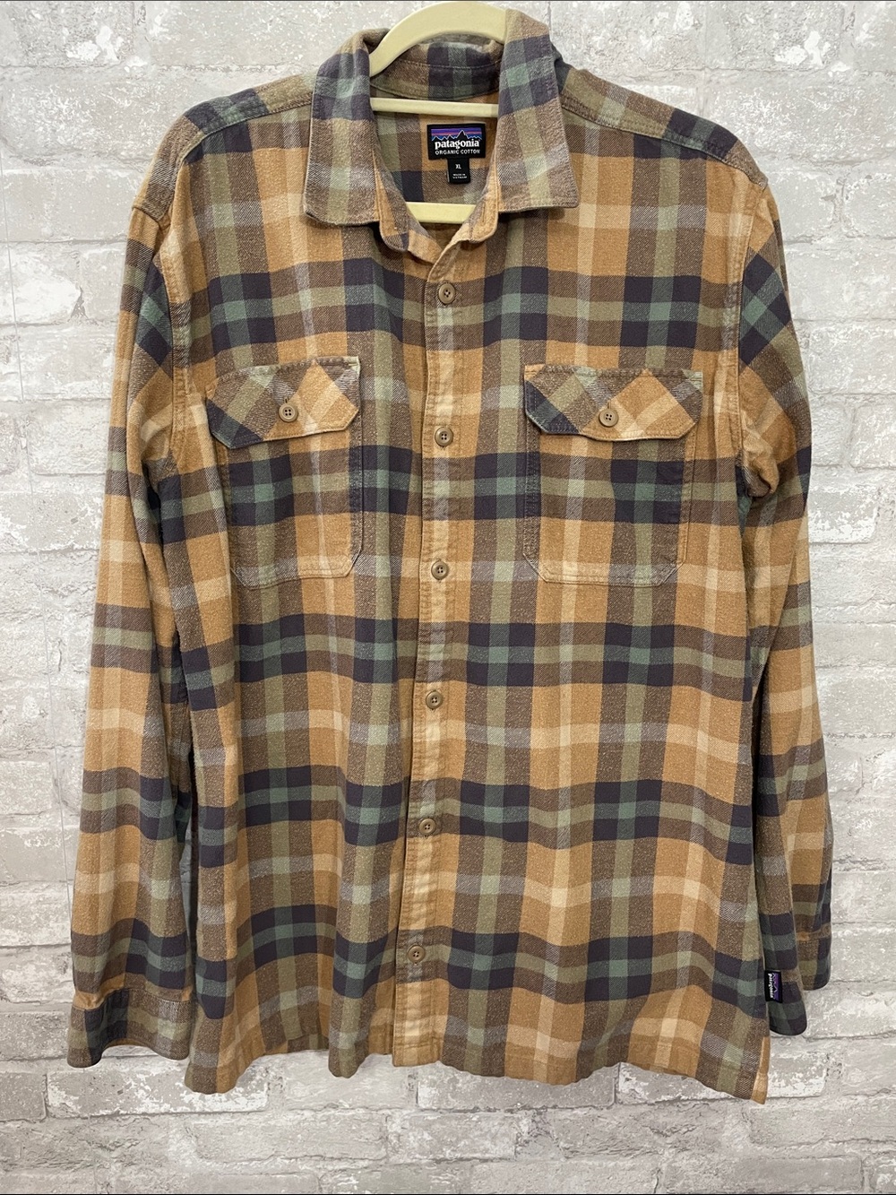 Patagonia Men’s Earth-tones Plaid Flannel Button-Down Shirt